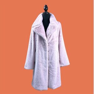 Badgley Mischka Pink Faux Fur Size Large Leopard‎ Lined Coat Style 66765 EUC